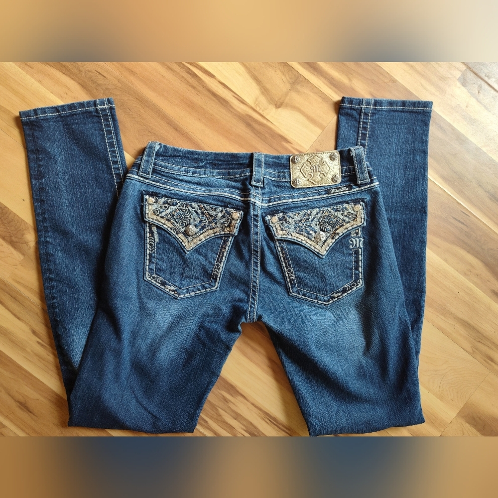 Miss Me Blue Jeans with Embroidered Pockets